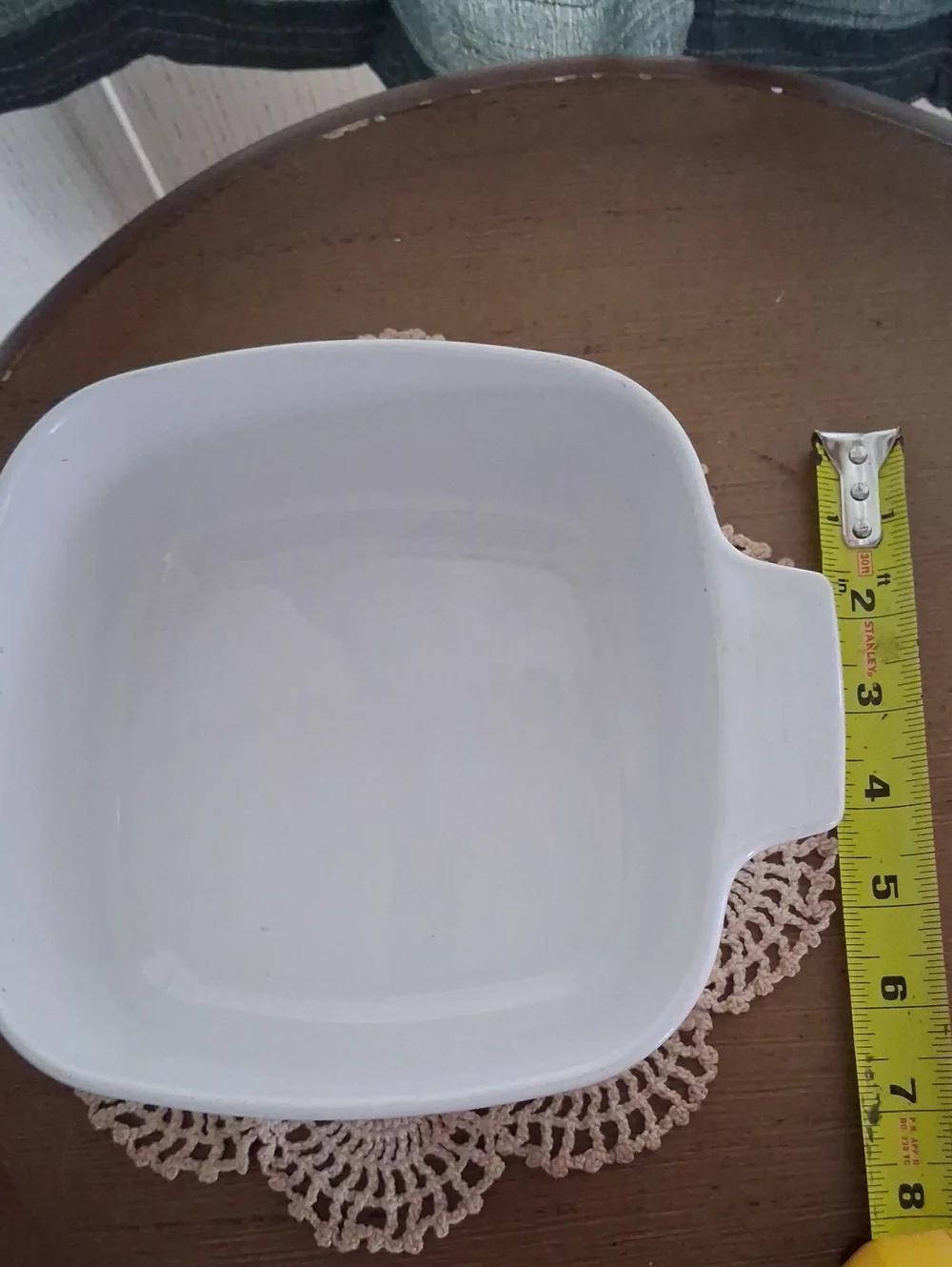 Corningware White Ceramic Baking Dish with Blue Floral Motif
